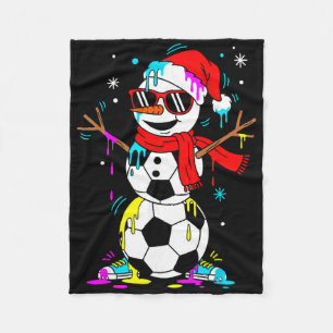 Soccer Snowman Drip Funny Cool Christmas Men Boys Fleece Blanket