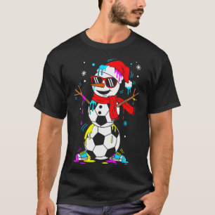 Soccer Snowman Drip Funny Cool Christmas Men Boys  T-Shirt