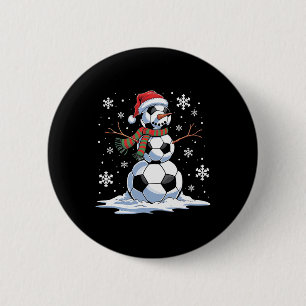 Soccer Snowman Soccer Player Santa Hat Christmas F 6 Cm Round Badge