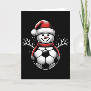 Soccer Snowman Soccer Player Santa Hat Christmas F Card