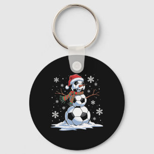Soccer Snowman Soccer Player Santa Hat Christmas F Key Ring