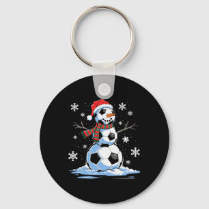 Soccer Snowman Soccer Player Santa Hat Christmas F Key Ring