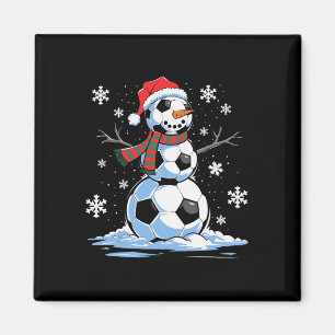 Soccer Snowman Soccer Player Santa Hat Christmas F Magnet