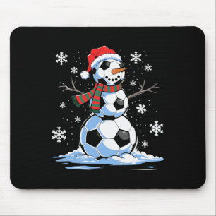 Soccer Snowman Soccer Player Santa Hat Christmas F Mouse Pad