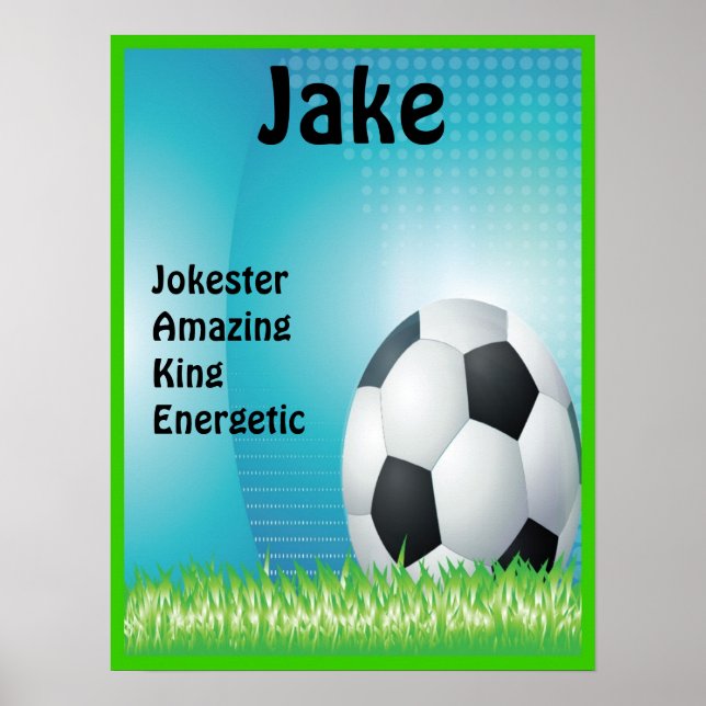 Soccer Sport Boys or Girls Name Art Print (Front)