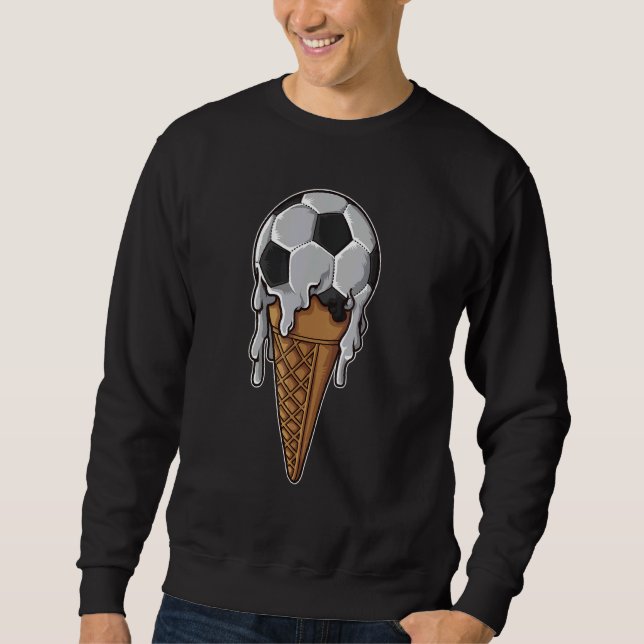 Soccer Sport Ice Cream Cone Melting Soccer Ball Sweatshirt (Front)
