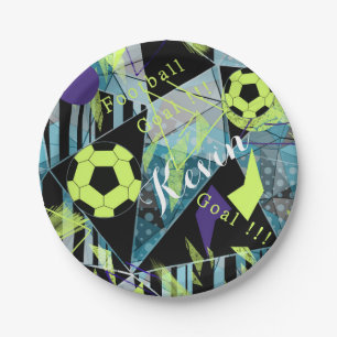soccer sports ball game paper plate