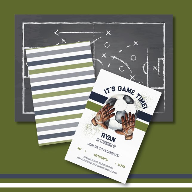 Soccer Sports Birthday Invitation (Sports Game Time Soccer Birthday Party Invitation)