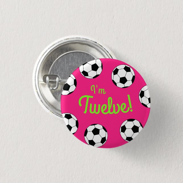 Soccer Sports Birthday Party Pink 3 Cm Round Badge (Front & Back)