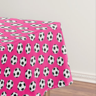 Soccer Sports Birthday Party Pink Tablecloth