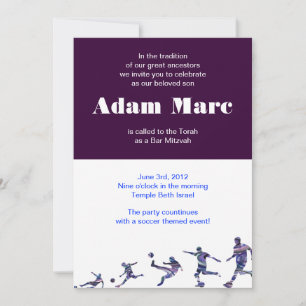 Soccer Sports Invitation Bar Mitzvah Jewish Blue
