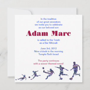 Soccer Sports Invitation Bar Mitzvah Jewish red