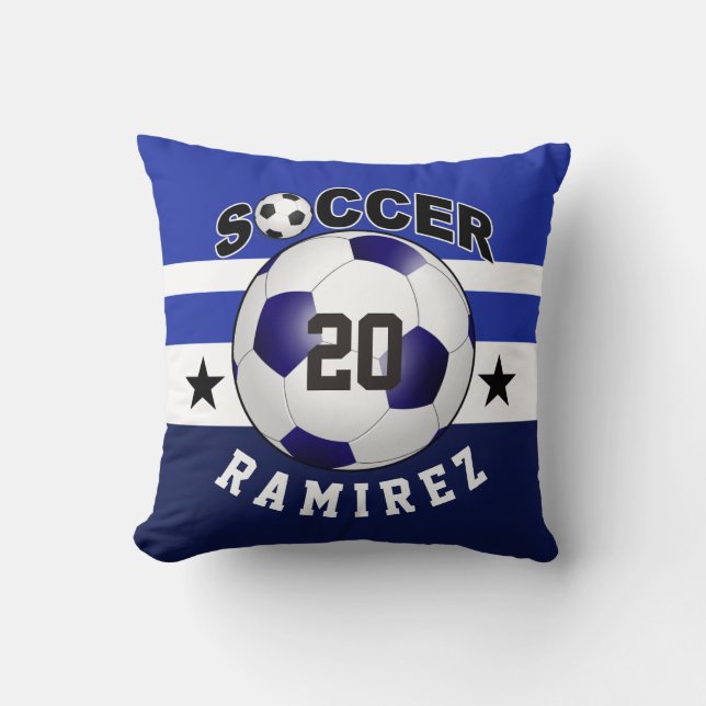 Soccer Sports Jersey Custom Name Number | cobalt Cushion (Front)