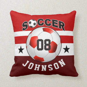 Soccer Sports Jersey Custom Name Number   red Cushion