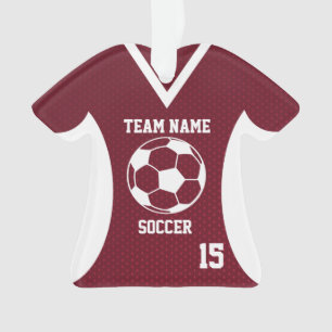Soccer Sports Jersey Maroon with Photo Ornament