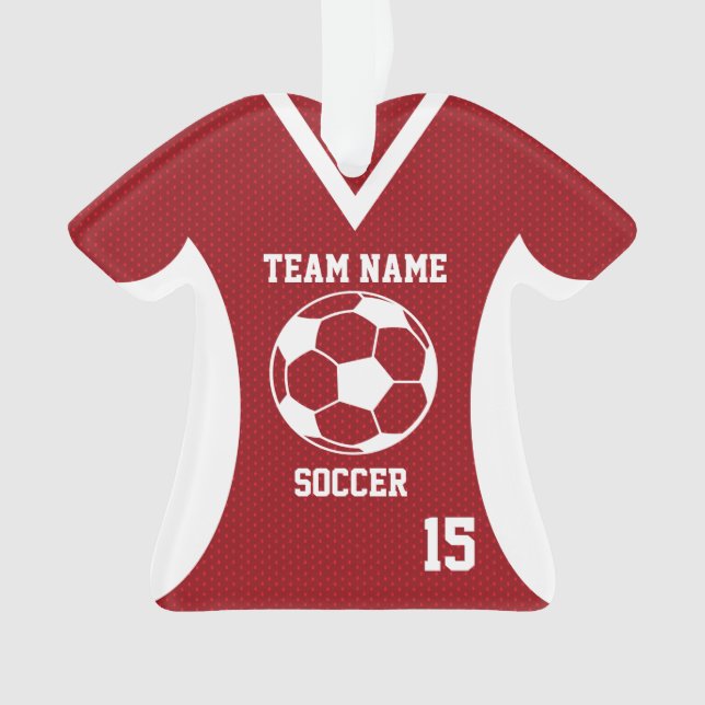 Soccer Sports Jersey Red with Photo Ornament (Front)