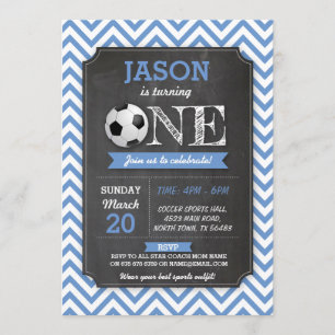 Soccer Sports Party Football 1st Birthday Invite