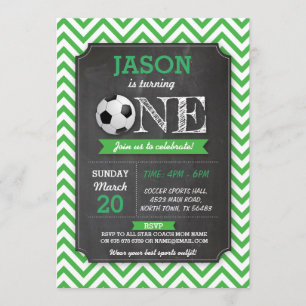 Soccer Sports Party Football 1st Birthday Invite