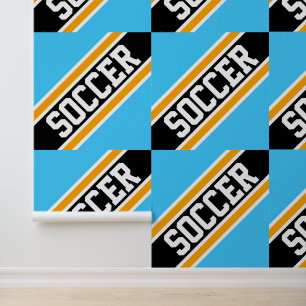 SOCCER Sporty Azure Blue Yellow Black Stripes Wallpaper