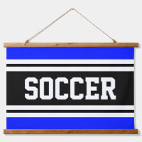 SOCCER Sporty Bright Blue Black White Stripes