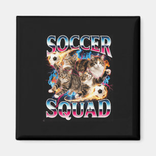 Soccer Squad Funny Cat Meme Retro 90s Bootleg Grap Magnet