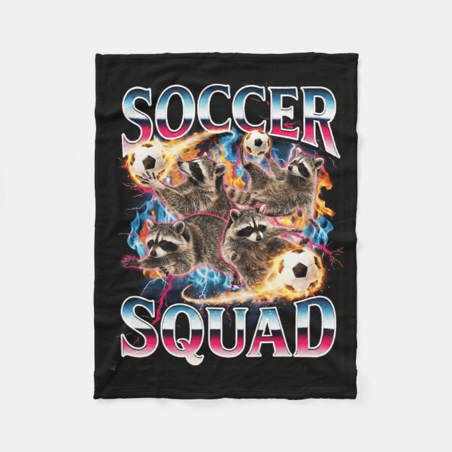 Soccer Squad Meme Ironic Trash Panda Funny Bootleg Fleece Blanket (Front)