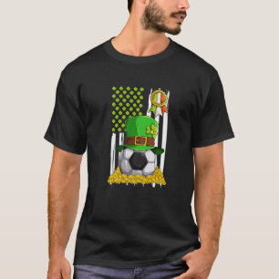 Soccer St Patricks Day Ball Leprechaun Flag US Gif T-Shirt