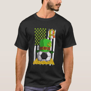 Soccer St Patricks Day Ball Leprechaun Flag US Gif T-Shirt
