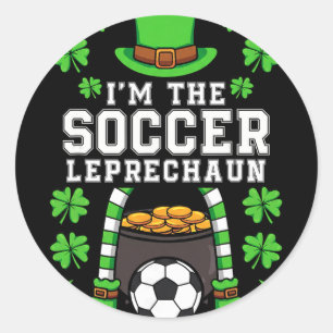 Soccer St Patricks Day Boys Men Kids Sport Green L Classic Round Sticker