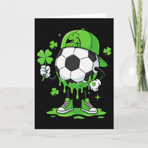 Soccer St Patrick's Day Green Shamrock Boys Kids G Card
