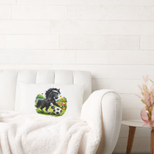 Soccer Star Black Horse Cute Garden Sticker Lumbar Cushion
