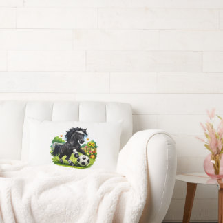 Soccer Star Black Horse Cute Garden Sticker Lumbar Cushion