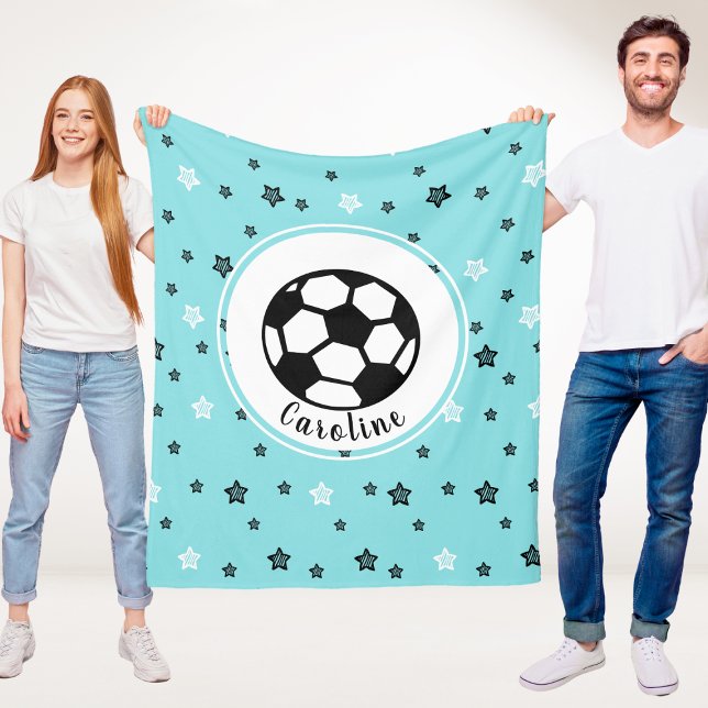 Soccer Star Cute Sporty Girls Gift Personalised Fleece Blanket (Creator Uploaded)