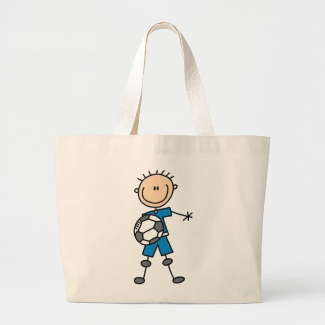 Soccer Stick Figure Large Tote Bag (Front)