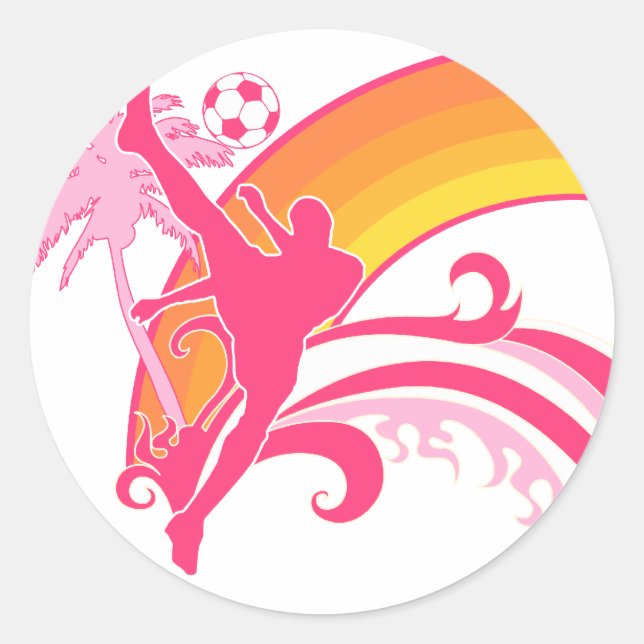 soccer summersetz. classic round sticker (Front)