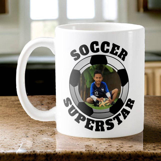 Soccer Superstar Photo Coffee Mug (Photo Soccer Superstar Mug)