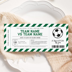 Soccer Surprise Gift Game Ticket Certificate Invitation