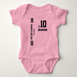 soccer t-shir pink black baby personalised player  bodysuit