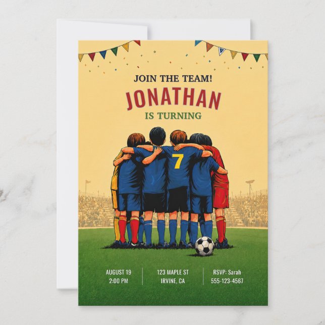 Soccer Team Birthday Invitation (Front)