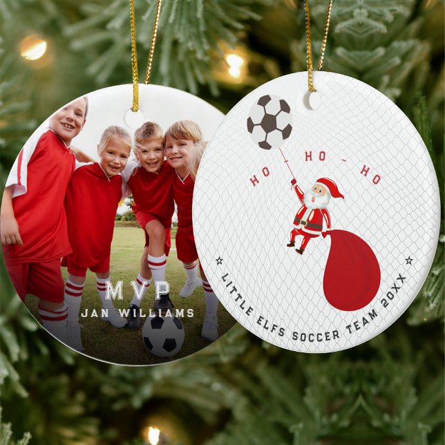Soccer Team Coach MVP Santa Christmas  Ceramic Ornament (Soccer Team Coach MVP Santa Christmas Ceramic Ornament)