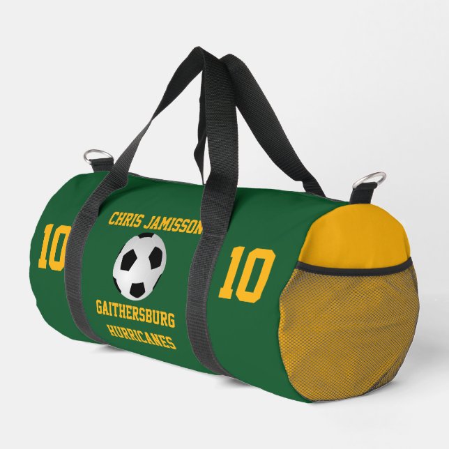 Soccer Team, Coach or Player Green Personalised Duffle Bag (Right Corner)
