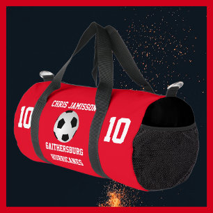 Soccer Team, Coach or Player Red Personalised Duffle Bag