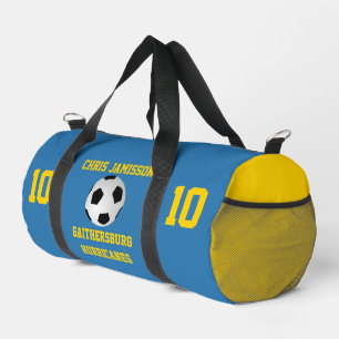 Soccer Team Coach Player Blue Yellow Personalized Duffle Bag