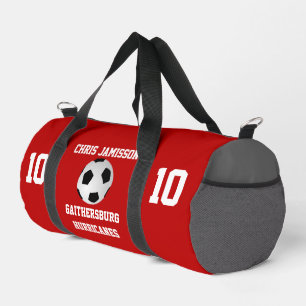 Soccer Team Coach Player Scarlet Gray Personalized Duffle Bag