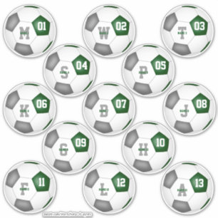 soccer team colours green grey custom set of 13