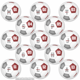 soccer team colours maroon grey custom set of 13