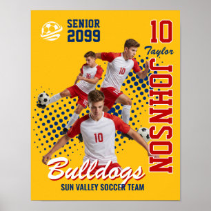 Soccer Team Custom Photo Senior Night Red Poster