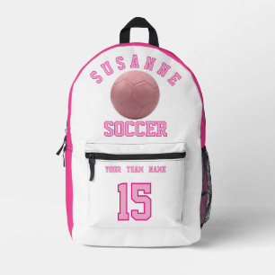 SOCCER Team Name Custom Sports Rose pink Printed Backpack