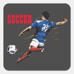 Soccer Team Player Square Stickers