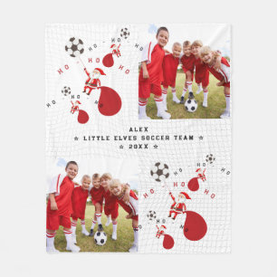 Soccer Team Santa 2 Photo Christmas Fleece Blanket